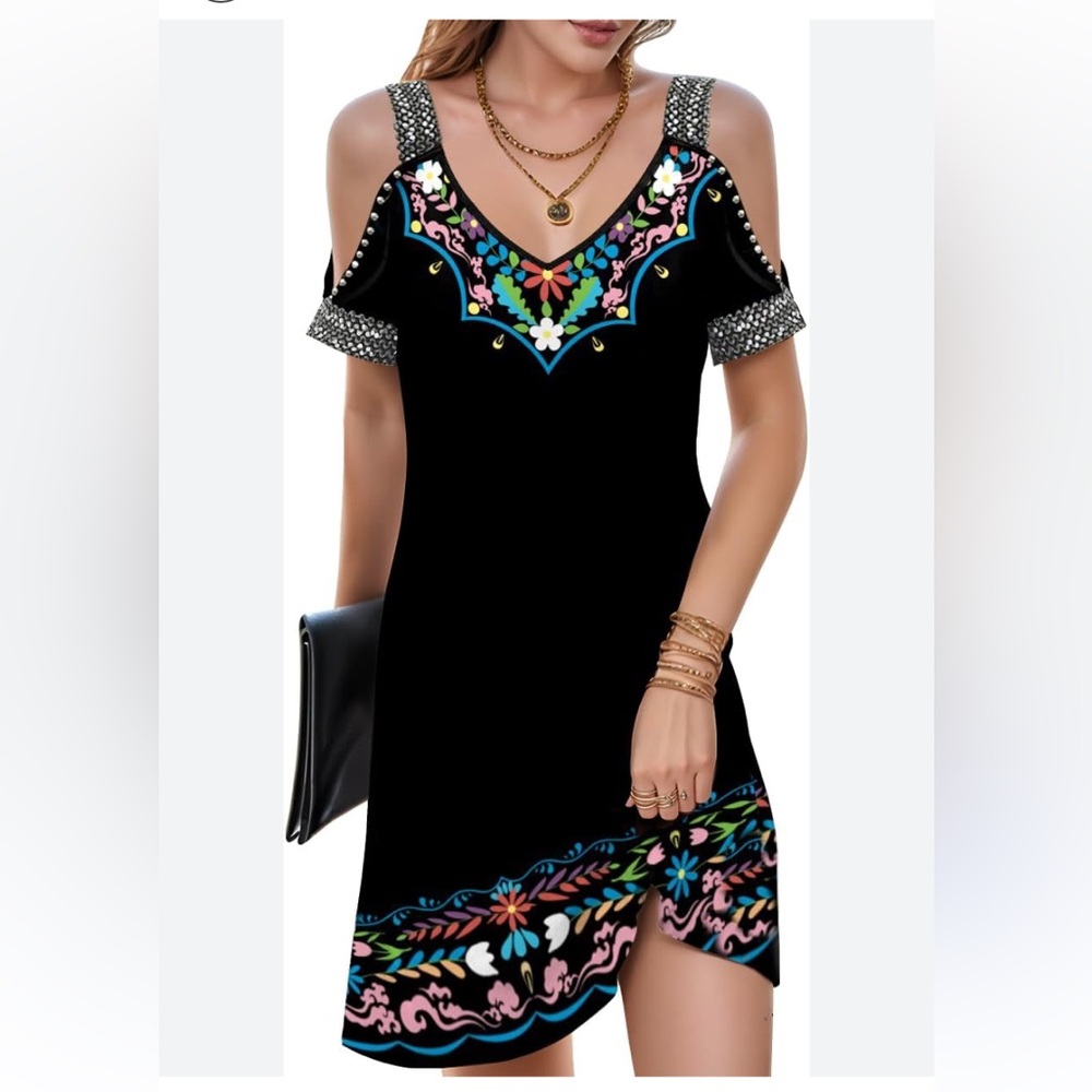 Womens Sexy Cold Shoulder Summer Dresses🤎